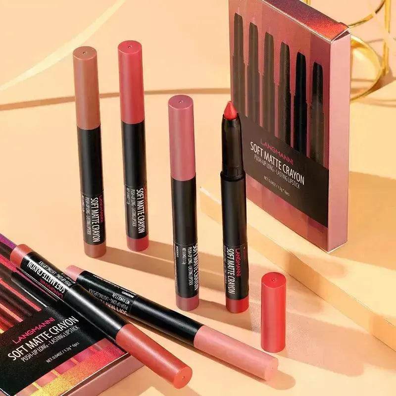 Langmanni Makeup Lipstick Set Of Six Matte Matte Lipsticks Lip Gloss Set - EX-STOCK Canada