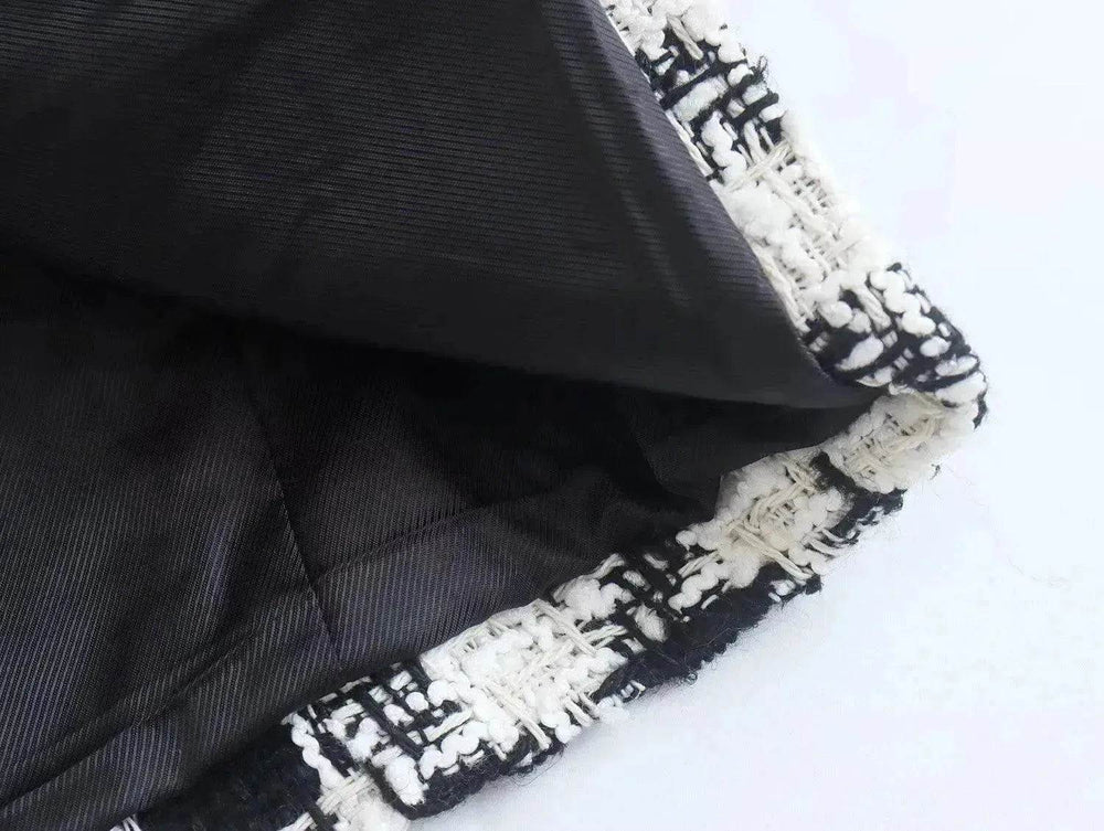 Lapel Long Sleeve Double Breasted Houndstooth Coat Top For Women - EX-STOCK Canada