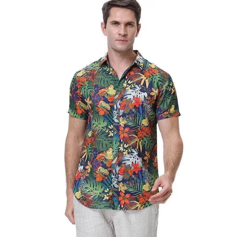 Lapel Print Thin Hawaiian Printed Shirt Men - EX-STOCK Canada