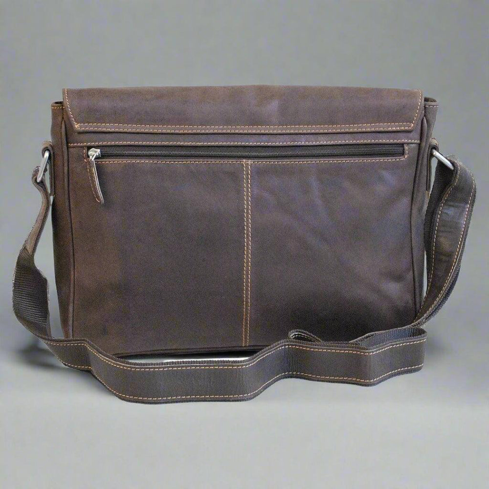 Borsa per Laptop in Pelle Greenwood. Borsa Messenger in Pelle Cerata Premium Pull-Up