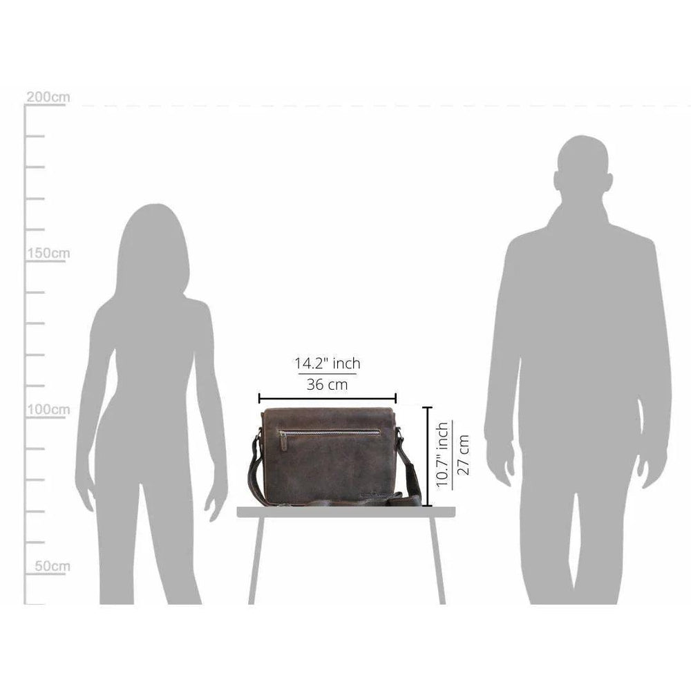 Borsa per Laptop in Pelle Greenwood. Borsa Messenger in Pelle Cerata Premium Pull-Up