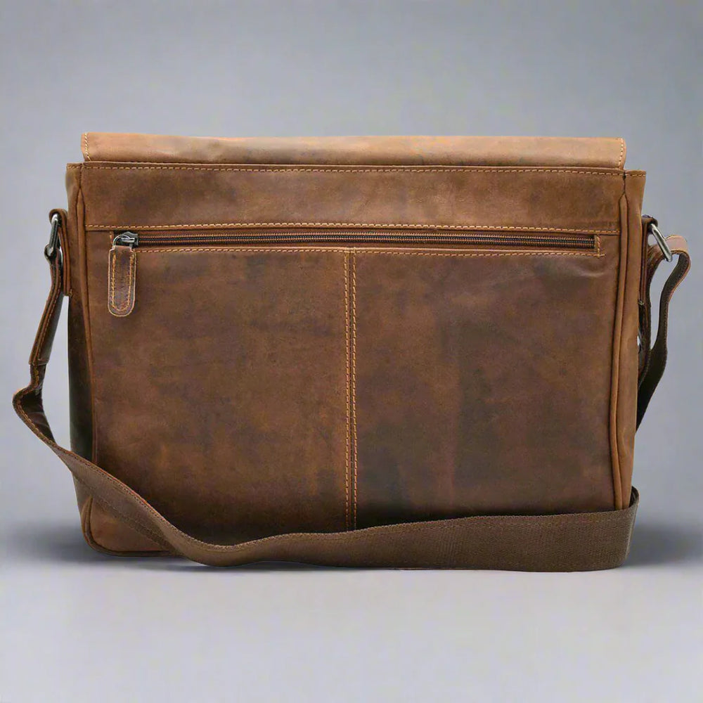 Sac pour ordinateur portable en cuir Greenwood. Sac messenger en cuir ciré de qualité supérieureEX-STOCK Canada