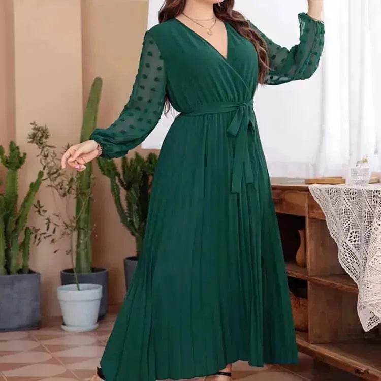 Large Size Solid Color Elastic Waist flared Abaya Dress for Turkey Middle East Women - EX-STOCK Canada
