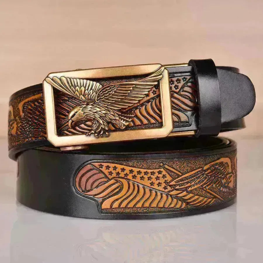 Leather Men's Eagle Embossed Belt - EX-STOCK CANADA