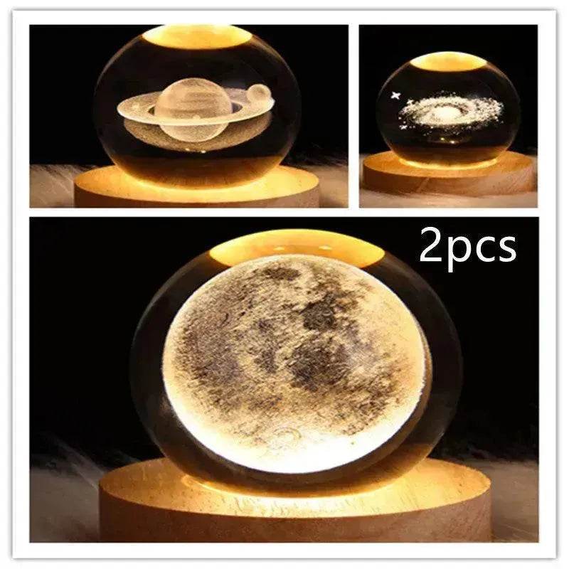 LED Night Light Galaxy Crystal Ball Table Lamp 3D Planet Moon Lamp Bedroom Home Decor For Kids Party Children Birthday Gifts - EX-STOCK Canada
