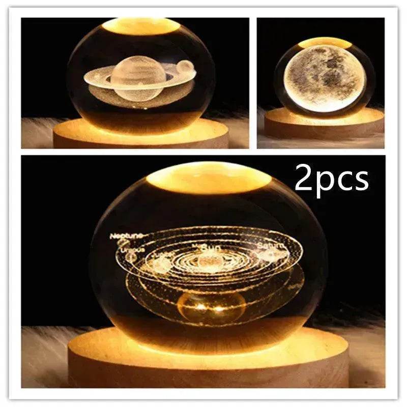 LED Night Light Galaxy Crystal Ball Table Lamp 3D Planet Moon Lamp Bedroom Home Decor For Kids Party Children Birthday Gifts - EX-STOCK Canada
