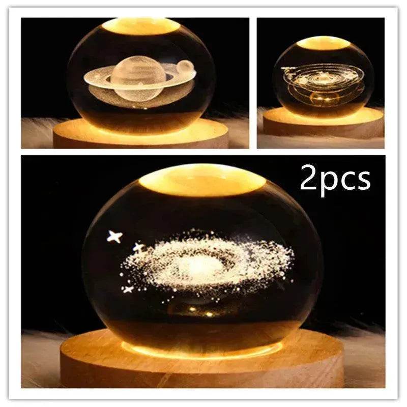 LED Night Light Galaxy Crystal Ball Table Lamp 3D Planet Moon Lamp Bedroom Home Decor For Kids Party Children Birthday Gifts - EX-STOCK Canada