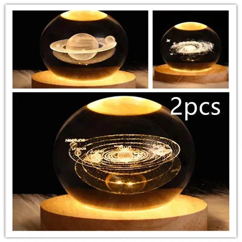 LED Night Light Galaxy Crystal Ball Table Lamp 3D Planet Moon Lamp Bedroom Home Decor For Kids Party Children Birthday Gifts - EX-STOCK Canada
