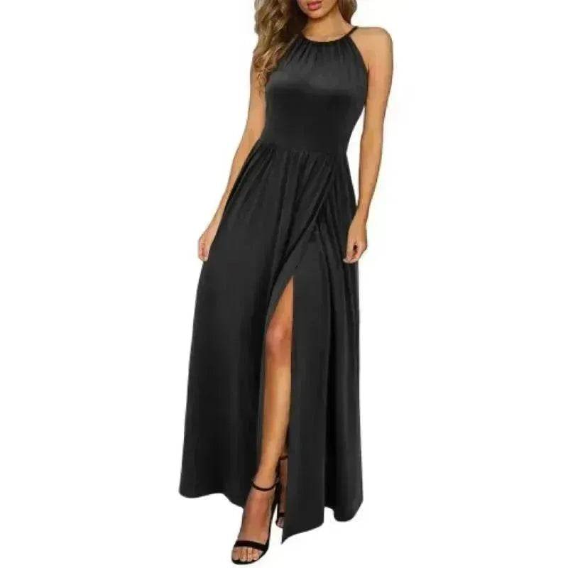 Beach Dress - Leisure Beach Sleeveless Halter Strap Printing Dress - EX-STOCK Canada