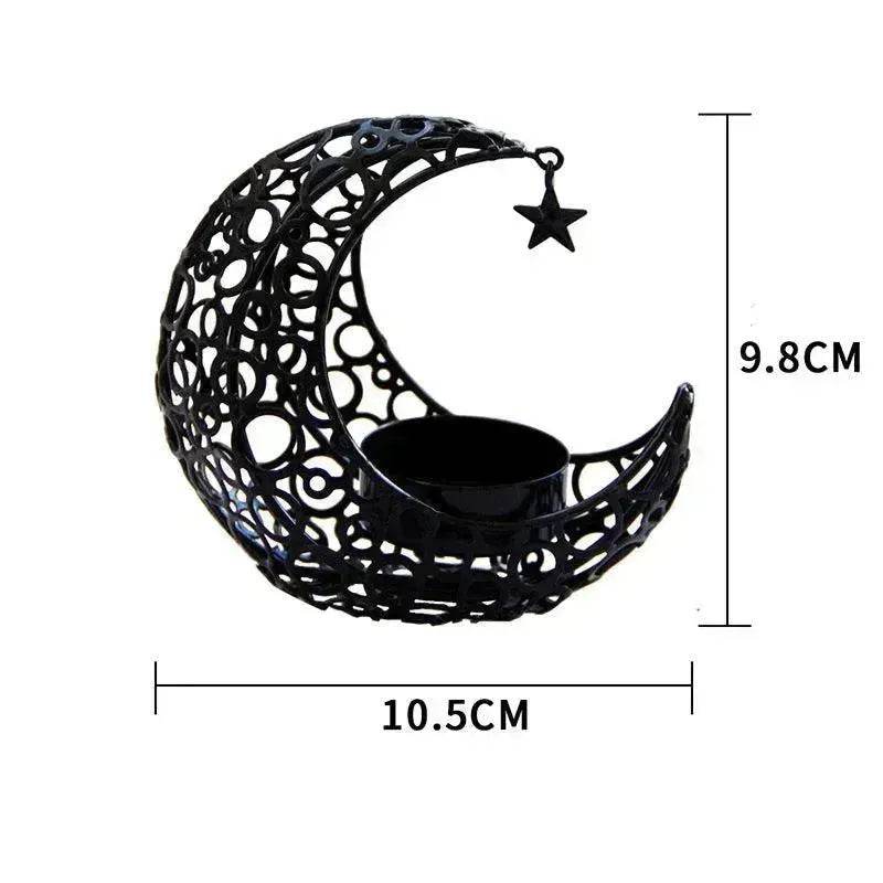 Light Luxury Crescent Moon Star Moon Black Gold Metal Candle Holder Modern Romantic Wedding Christmas Candle Cup Home Decor - EX-STOCK Canada