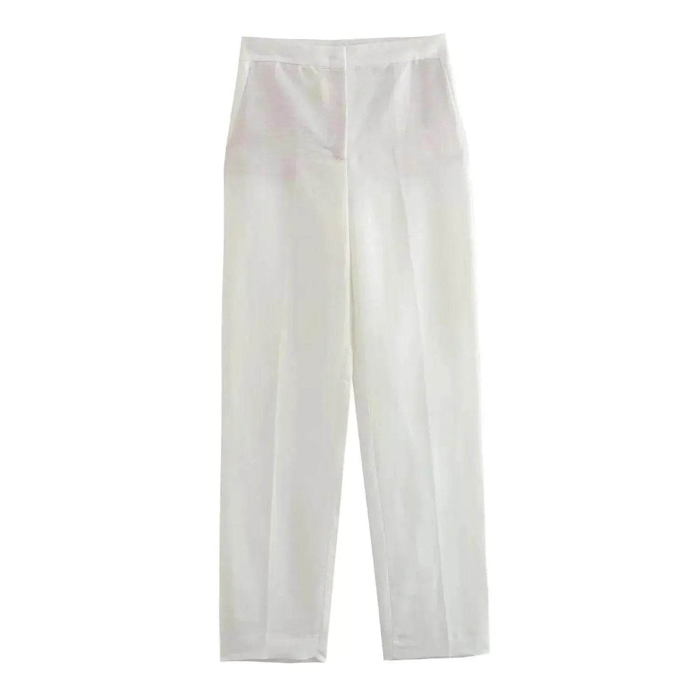 Linen Double Breasted Blazer Vest Straight-leg 3pcs Office Business Formal Pants Suit women - EX-STOCK Canada