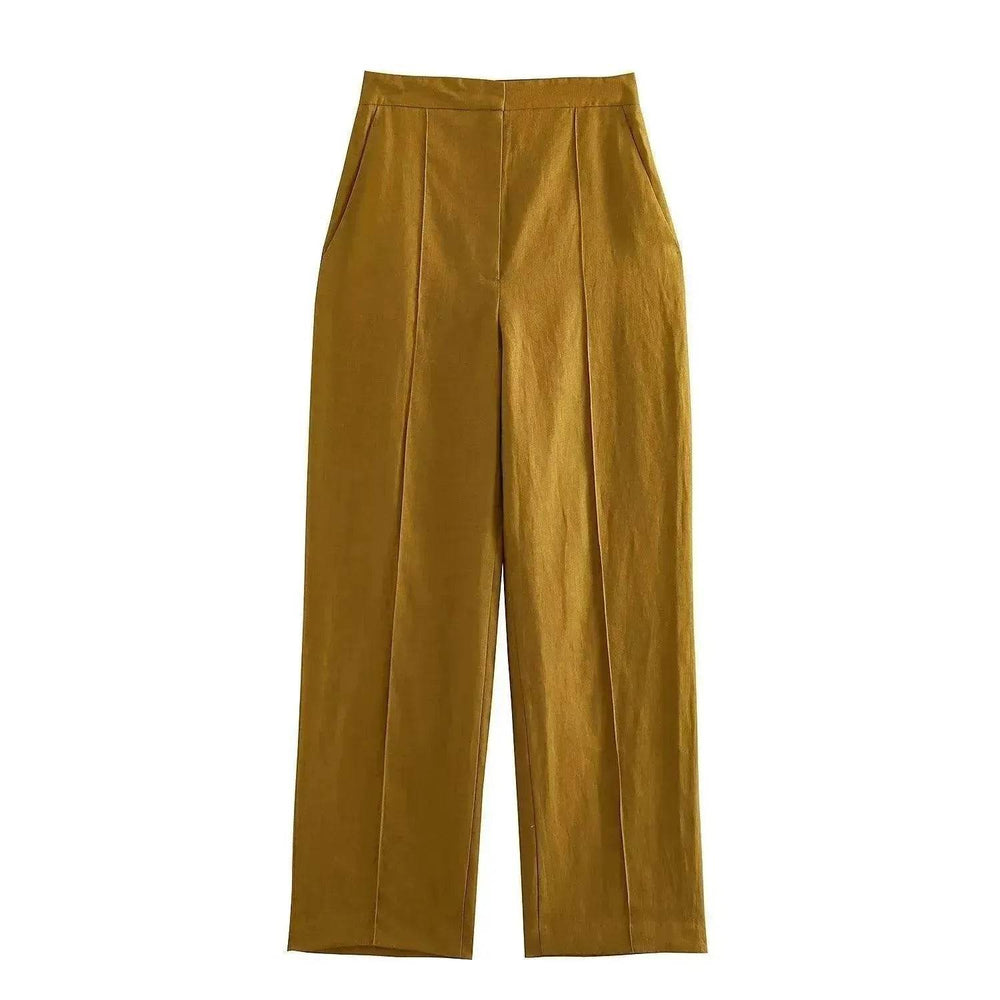 Linen Double Breasted Blazer Vest Straight-leg 3pcs Office Business Formal Pants Suit women - EX-STOCK Canada