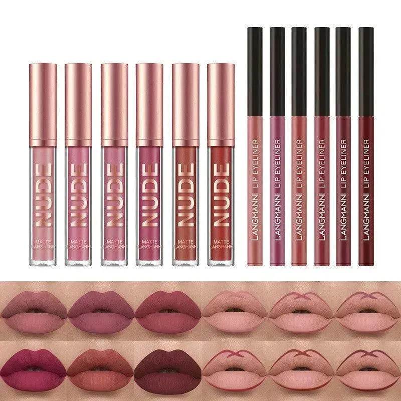 Lip Liner And Lipstick Makeup 12 Pcs Set 6 Matte Lipstick 6 Lip Liner Pens Waterproof Long Lasting Matte Lipstick Beauty Cosmetics Makeup Gift For Girls Lipstick Set - EX-STOCK Canada