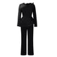 Long Sleeve Mesh Splicing Beads Banquet Plus Size Jumpsuit - EX-STOCK Canada