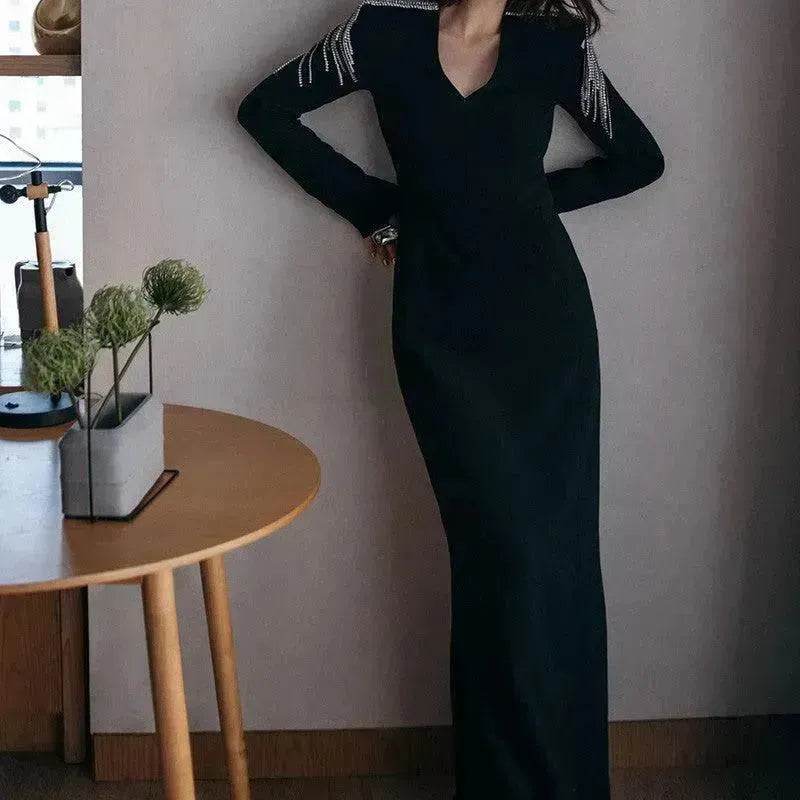sachin and babi light blue dress Black Evening Dress Sexy Slimming New Party Temperament Socialite Dress  Annual Meeting Host Dress Dress