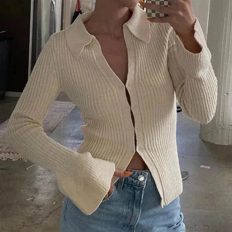 Long Sleeve Top Bell Sleeve Bottoming Casual Street - EX-STOCK Canada