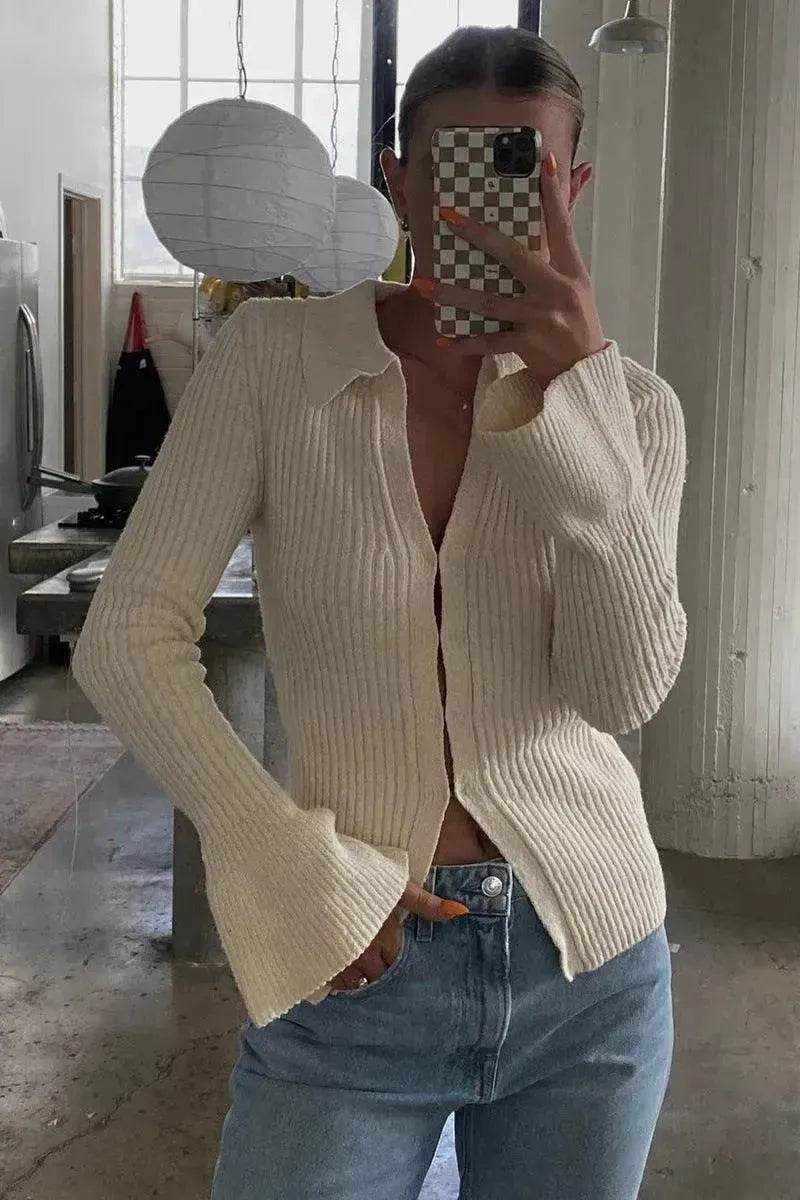 Long Sleeve Top Bell Sleeve Bottoming Casual Street - EX-STOCK Canada