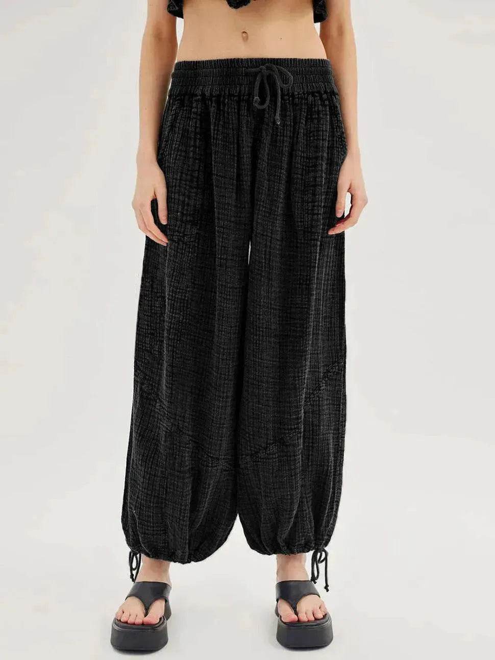 Loose Wide Leg Pants Women Drawstring Leggings Trousers - EX-STOCK Canada