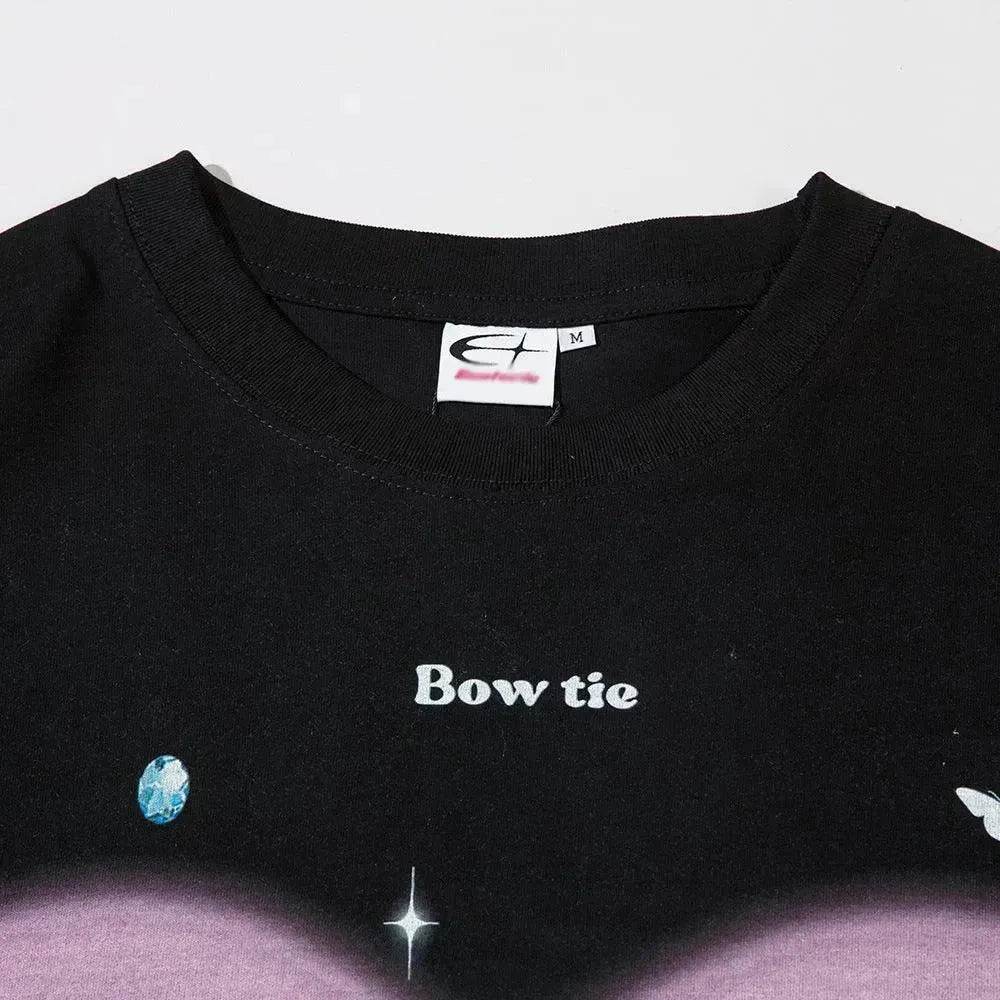 Love Heart Bow Tie Printed Short Sleeve - EX-STOCK Canada