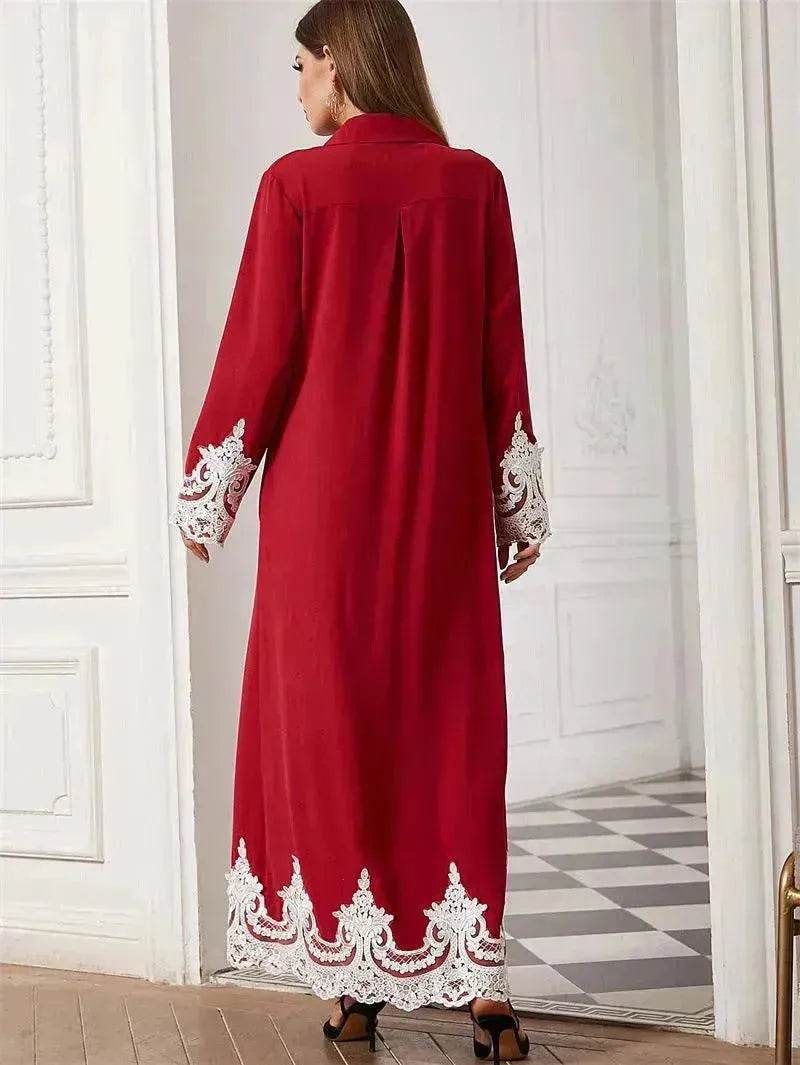Luxurious Embroidered Blouse Lace Cardigan Dress for Beautiful Arab Dubai Turkey Middle Eastern Women - EX-STOCK Canada