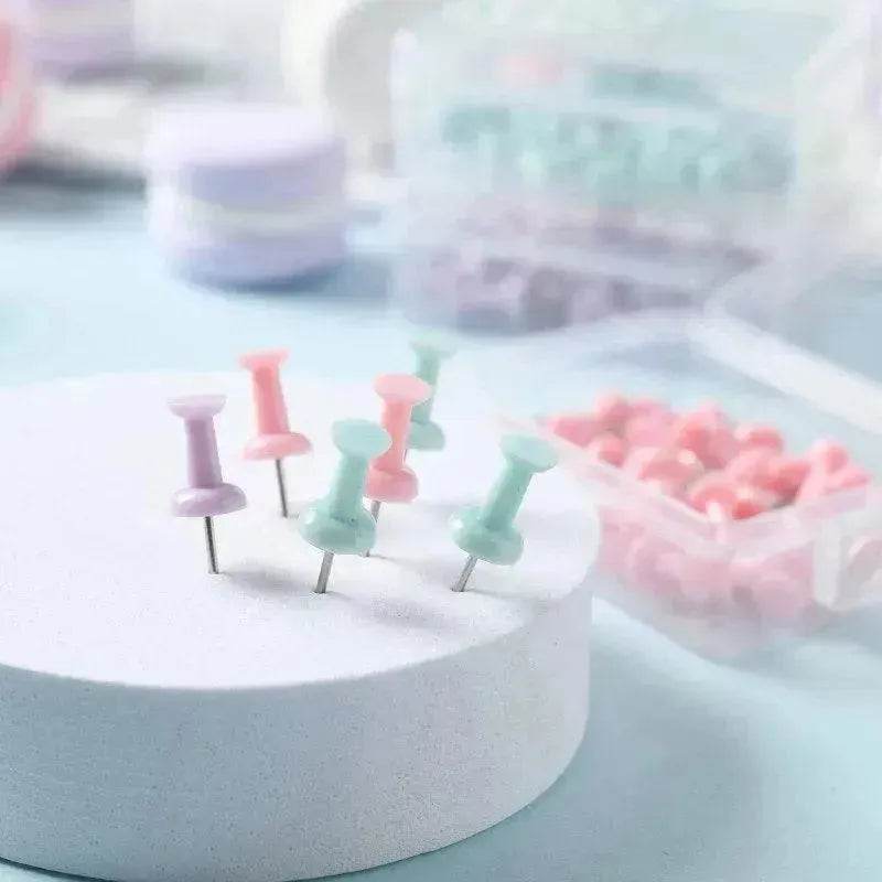 Macaron Color Boxed Push Pin Simple Creative Large Small Size Plastic Pushpin Office Supplies - EX-STOCK Canada