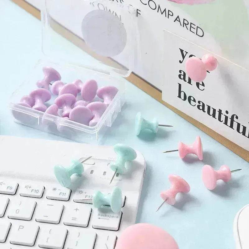 Macaron Color Boxed Push Pin Simple Creative Large Small Size Plastic Pushpin Office Supplies - EX-STOCK Canada