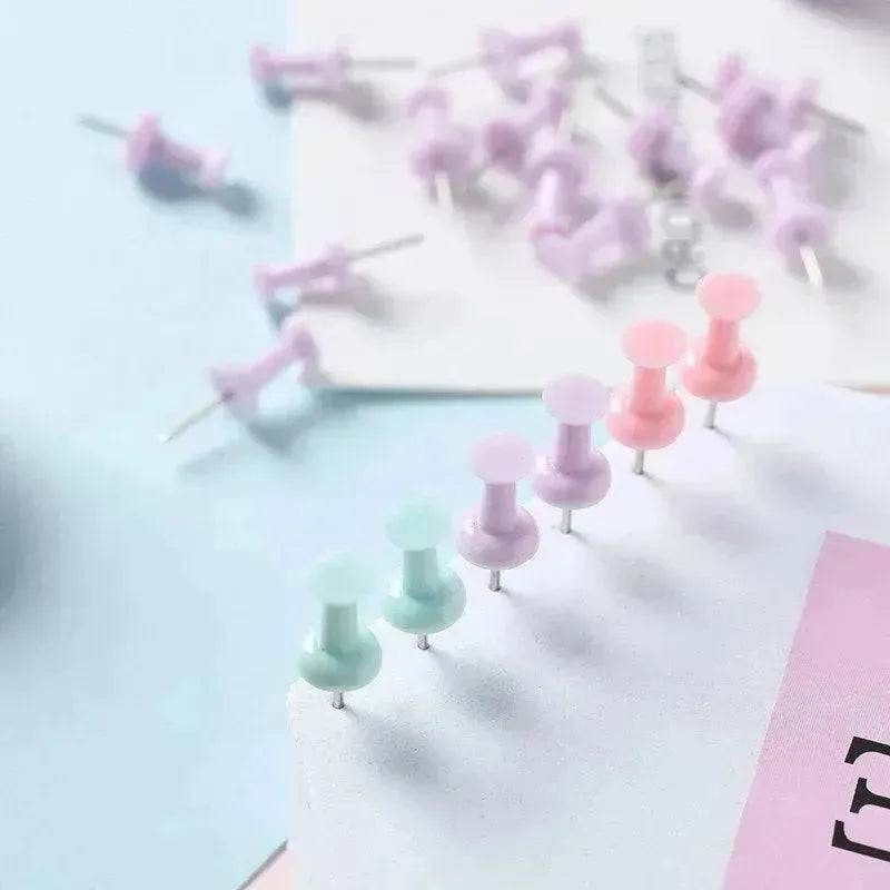 Macaron Color Boxed Push Pin Simple Creative Large Small Size Plastic Pushpin Office Supplies - EX-STOCK Canada