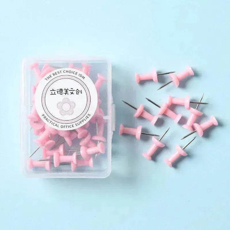 Macaron Color Boxed Push Pin Simple Creative Large Small Size Plastic Pushpin Office Supplies - EX-STOCK Canada