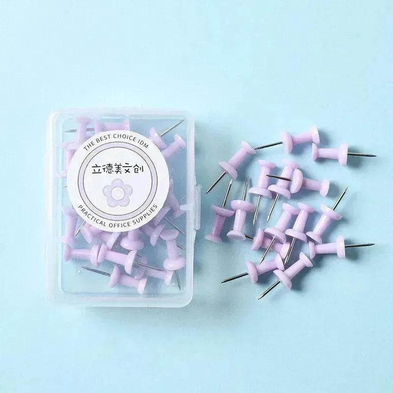 Macaron Color Boxed Push Pin Simple Creative Large Small Size Plastic Pushpin Office Supplies - EX-STOCK Canada