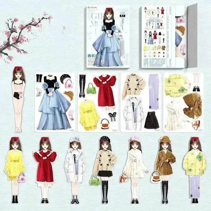 Magnetic Baby Girl Dressing Stickers Baby Clothing Stickers Book Toys - EX-STOCK Canada