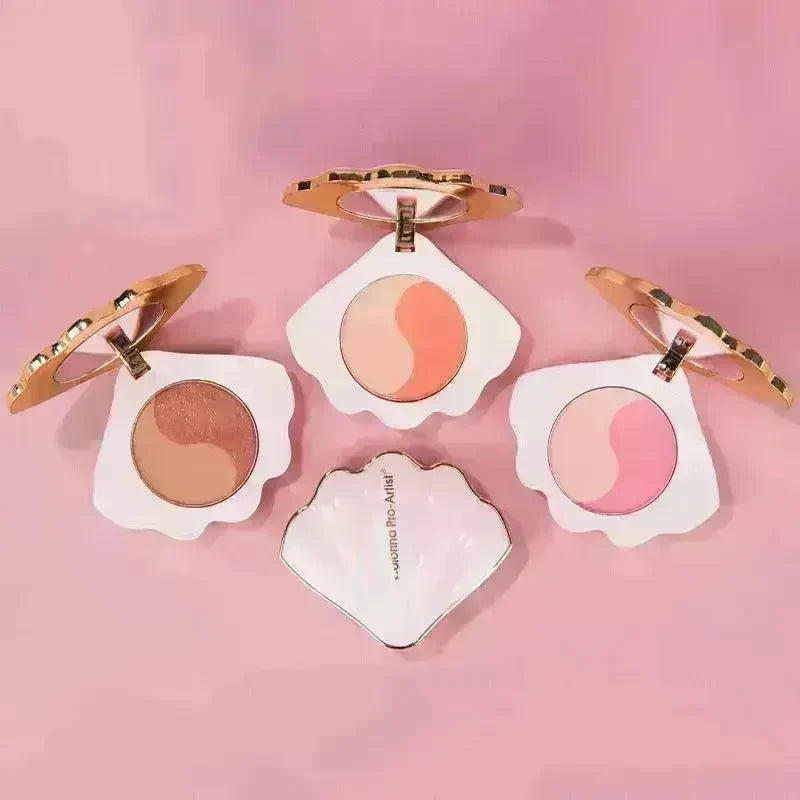Makeup Shell Double Color Mirror Powder Blusher - EX-STOCK CANADA