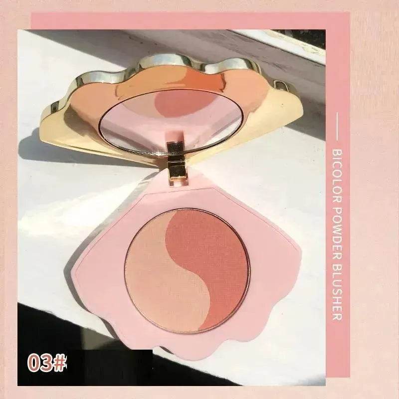 Makeup Shell Double Color Mirror Powder Blusher - EX-STOCK Canada