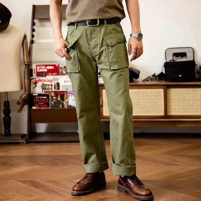 Men's Army Green Loose Straight Wide-leg Casual Pants - EX-STOCK Canada
