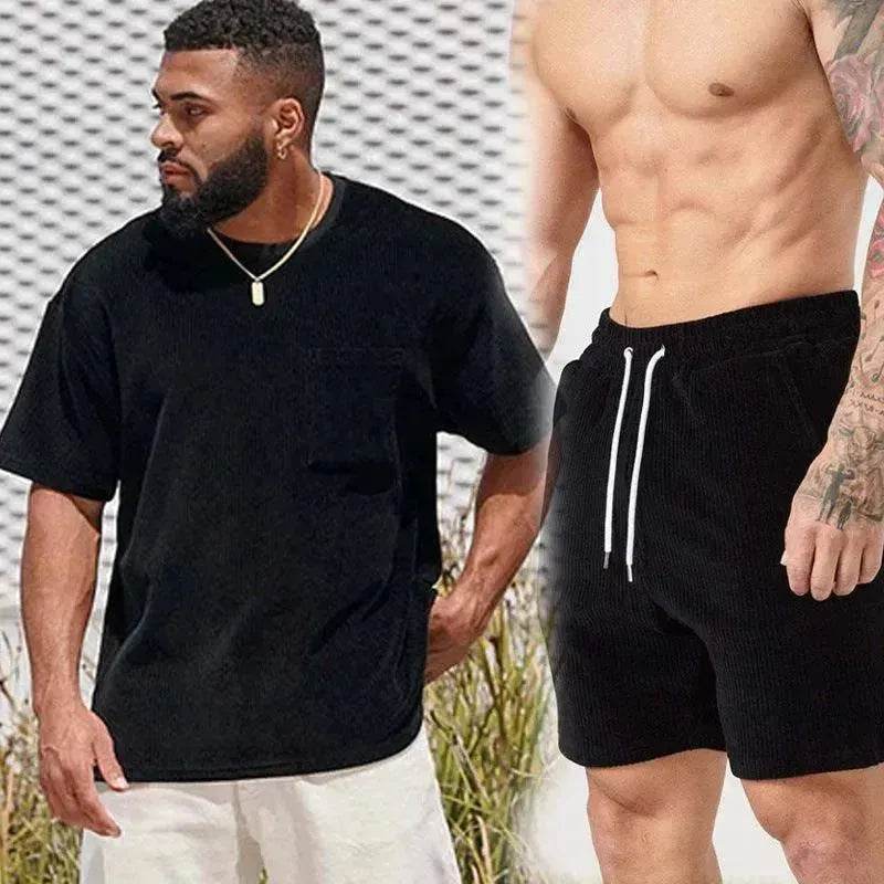 Men's Classy Summer Casual T-shirt Shorts Suit - EX-STOCK Canada
