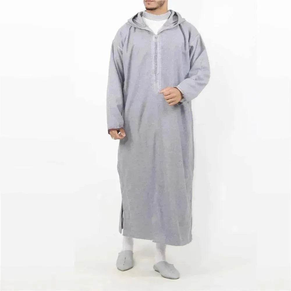 Fashionable and Elegant Men's Fashion Casual Hooded Shirt Arab Robe Moroccan Men's Jalabiya - EX-STOCK Canada