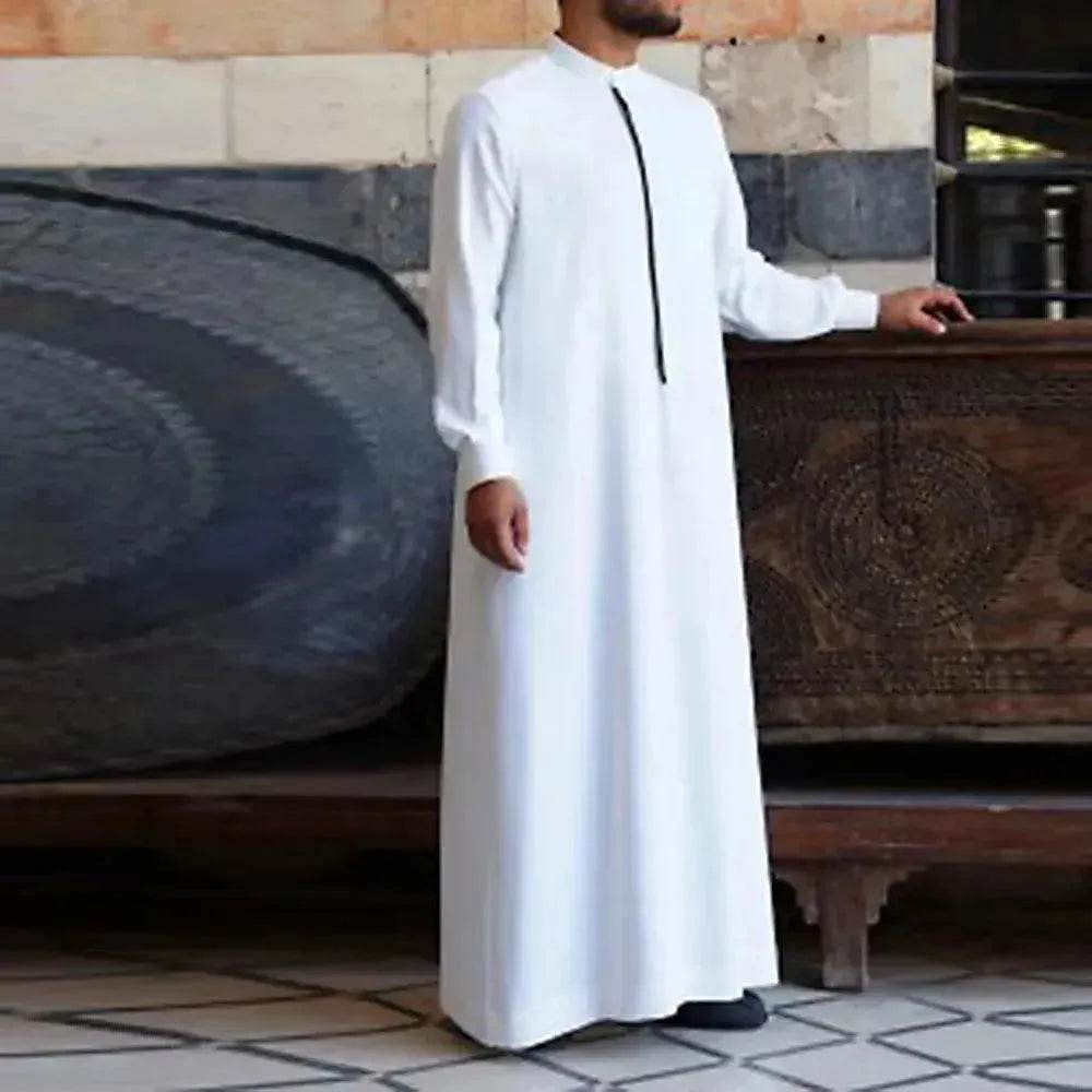 Fashionable and Elegant Men's Fashion Casual White Button Down Arab Robe Moroccan Men's Jalabiya - EX-STOCK Canada