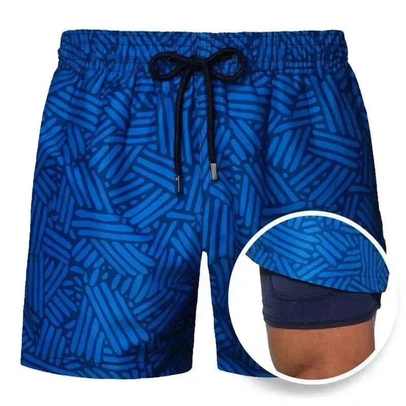 Men's Printed Beach Shorts Sports Double Layer Shorts Summer - EX-STOCK Canada