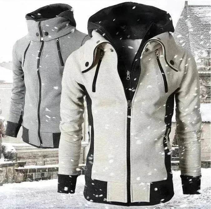 Men's Zip UP Hooded Jacket Fake Two Piece Sports Cardigan Casual Slim Sweatshirt Jacket - EX-STOCK Canada