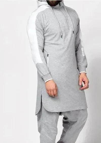 Fashionable and Elegant Mens Colorblock Robe Arab Zip Pocket Sweatshirt Moroccan Men's Jalabiya - EX-STOCK Canada