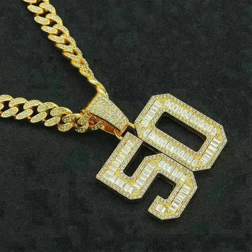 Mens Fashion Full Diamond Number 50 Pendant Necklace - EX-STOCK CANADA
