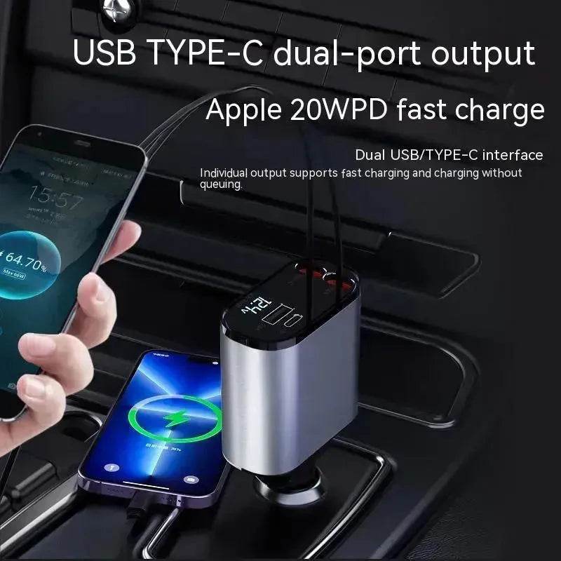 Metal Car Charger 100W Super Fast Charging Car USB And TYPE-C Adapter - EX-STOCK Canada