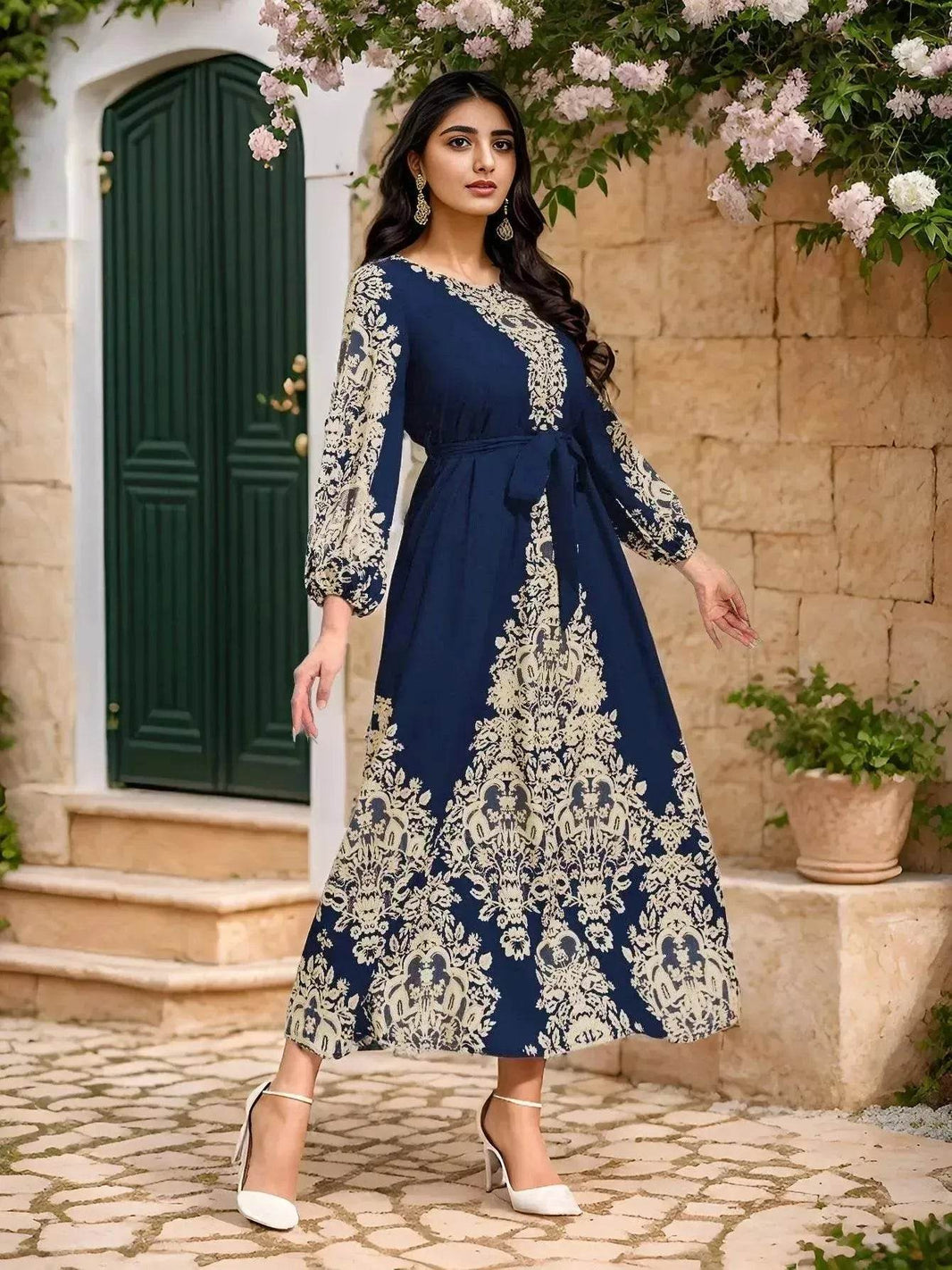 Middle East Arab Arab Printed Dress - EX-STOCK Canada