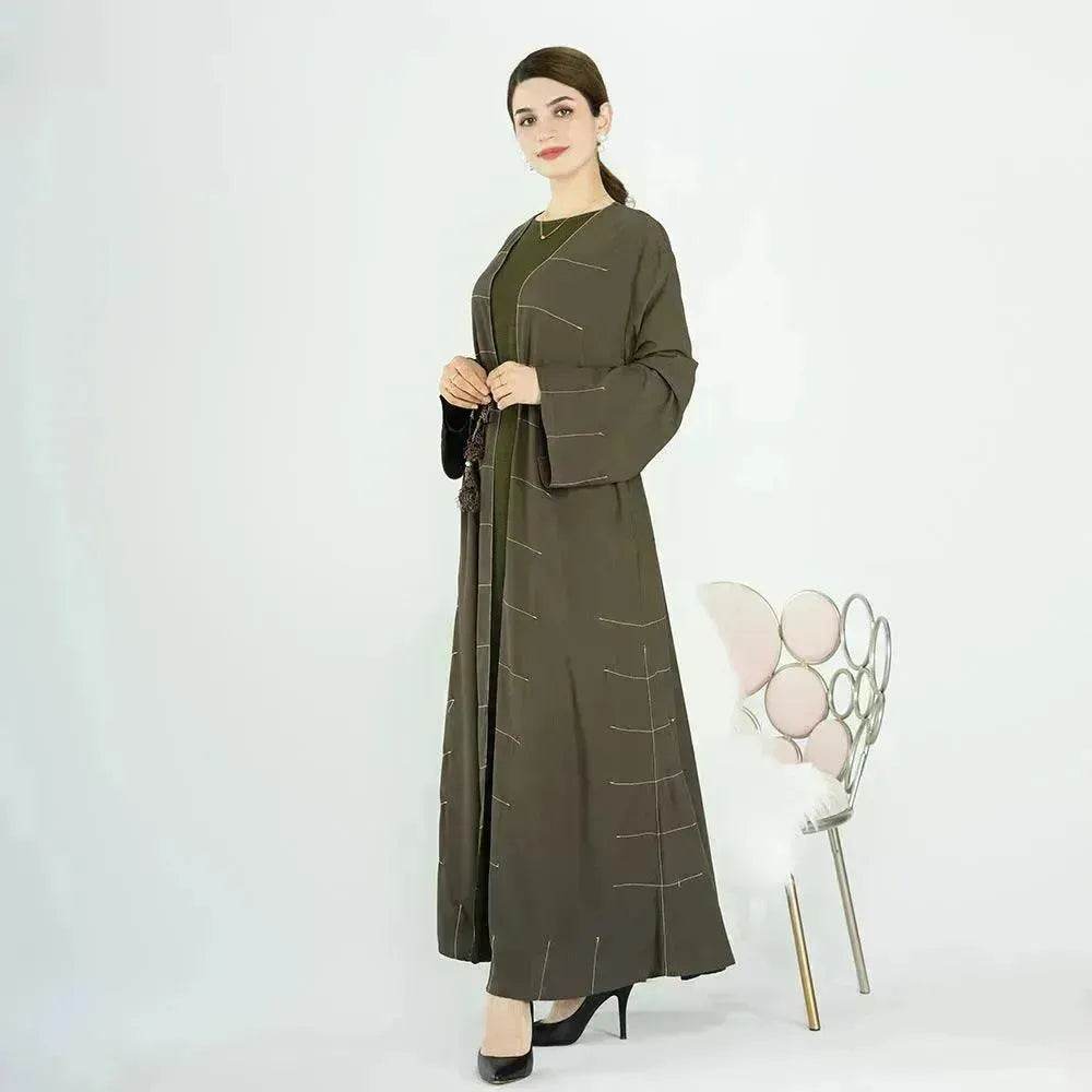 Middle East Turkey Dubai Solid Color Cardigan Dress - EX-STOCK Canada