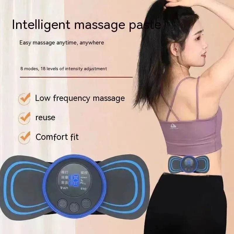 Mini Massage Pad Smart LCD Display Electrotherapy Massager Cervical Spine Waist Back Butterfly Instrument Pocket - EX-STOCK Canada