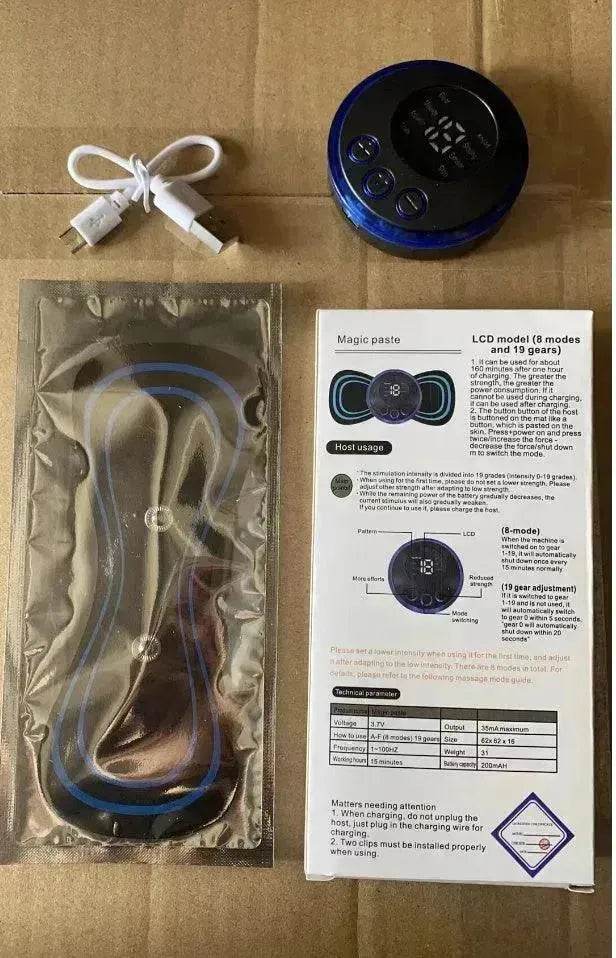 Mini Massage Pad Smart LCD Display Electrotherapy Massager Cervical Spine Waist Back Butterfly Instrument Pocket - EX-STOCK Canada