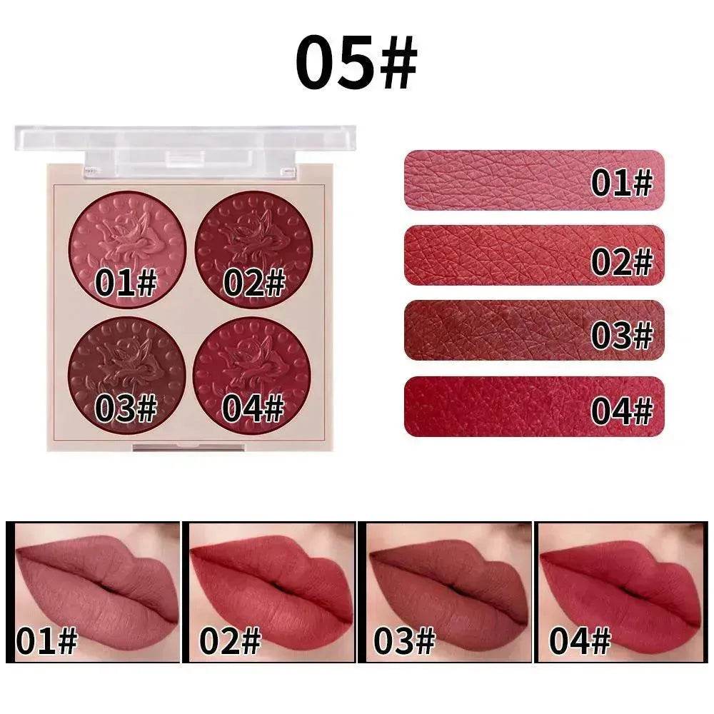 MISS ROSE Lipstick Compact 4 Color Lip Gloss Plate Moisturizing Easy To Color Lipstick Foreign Trade Exclusive For Cross-border In Stock Wholesale - EX-STOCK Canada
