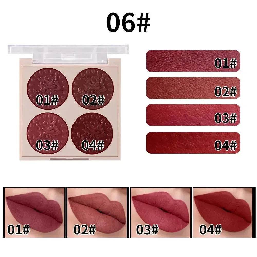 MISS ROSE Lipstick Compact 4 Color Lip Gloss Plate Moisturizing Easy To Color Lipstick Foreign Trade Exclusive For Cross-border In Stock Wholesale - EX-STOCK Canada