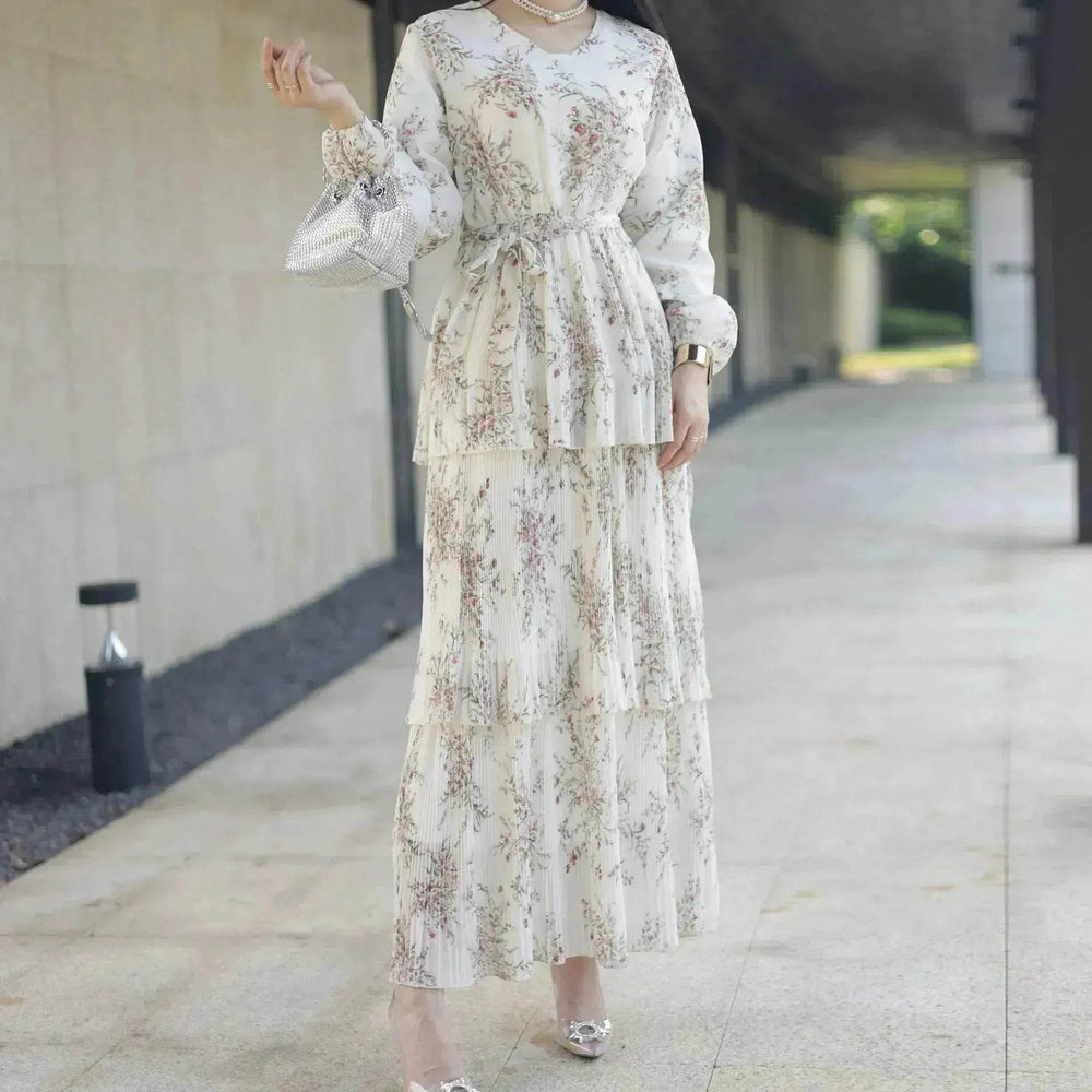 Modest Pleated Skirt Dress for Middle East Women - EX-STOCK Canada