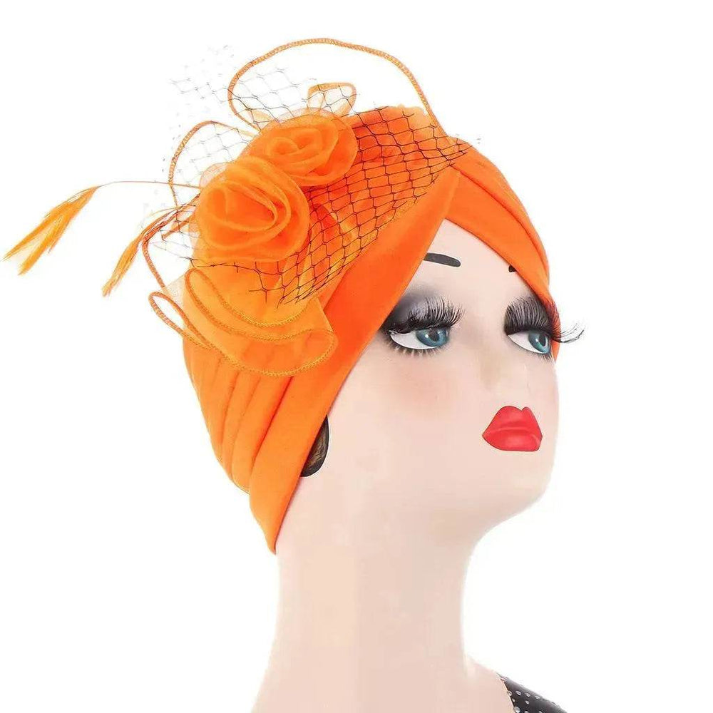 Multicolor Mesh Matching Feather Flower Arab Hat - EX-STOCK Canada