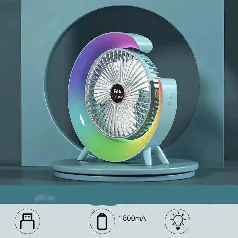 New Bright Night Light Charging Fan Desktop Silent Mini Electric Fan Portable Fan USB - EX-STOCK Canada